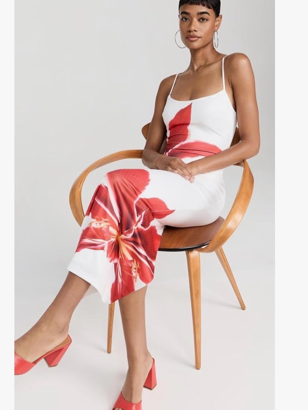Zesica White Maxi Hibiscus Slip Dress with Red Floral - Picture 6 of 7